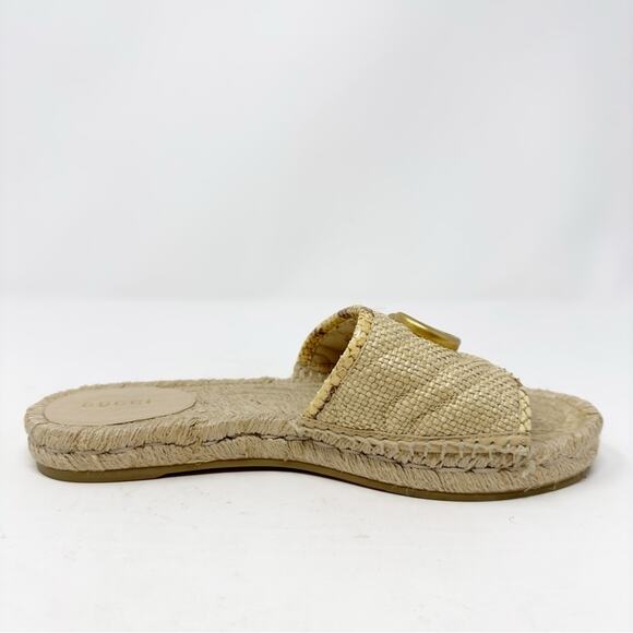 Gucci GG Marmont Raffia Espadrille Slides Size 38 - Picture 6 of 11